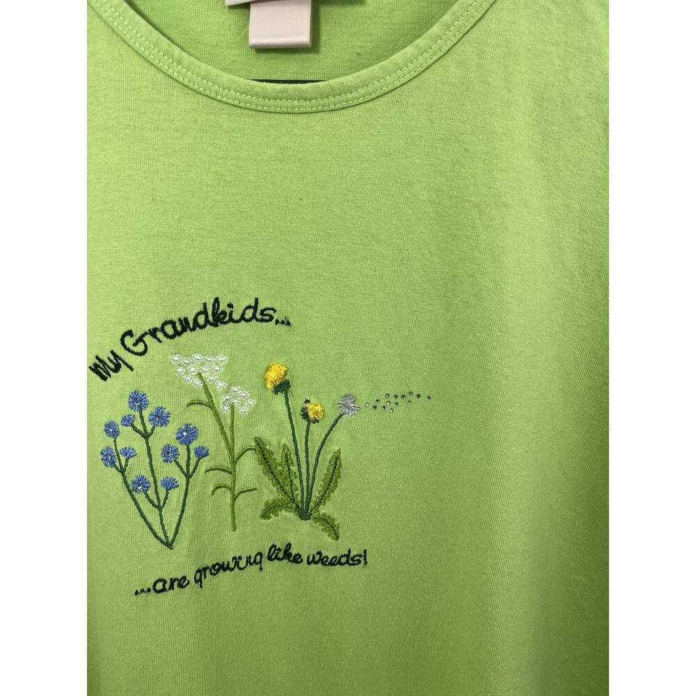 Vintage Grandma T-shirt Large My Grandkids Are Growing Like Weeds Green - Picture 4 of 6